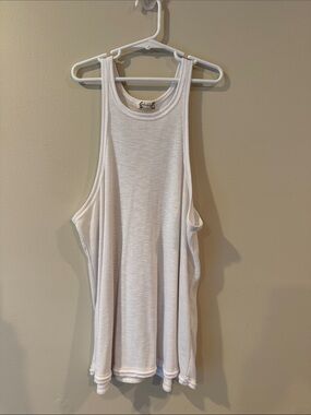 Free People Ribbed High-Neck White Swing Tank Top